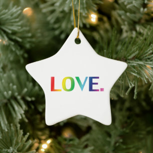 Love rainbow colours gay pride lgbtq Christmas sta Ceramic Tree Decoration
