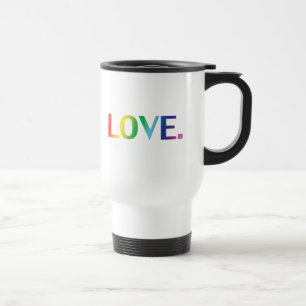 Love, rainbow colours pride lgbt lgbtq gay queer travel mug