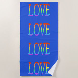 Love Rainbow Colours Word Beach Towels