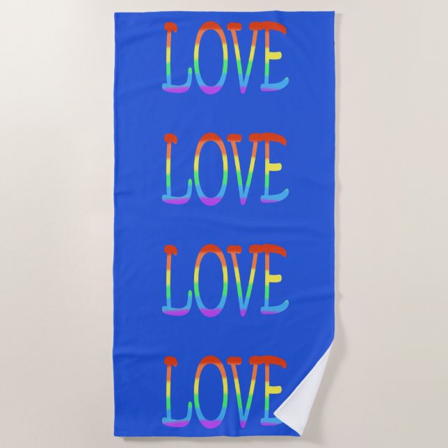 Love Rainbow Colours Word Beach Towels (Front)