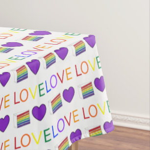 LOVE Rainbow Gay Pride Cake LGBT Wedding Decor Tablecloth