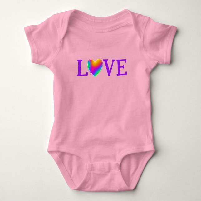 LOVE Rainbow Heart Baby Bodysuit (Front)