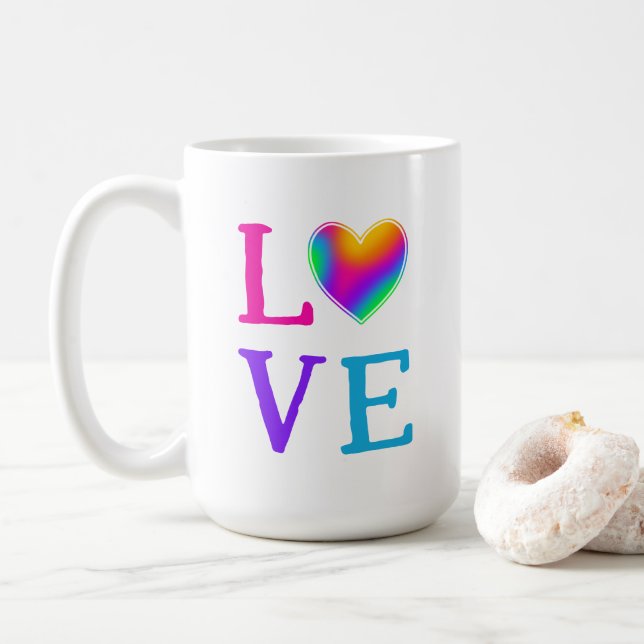LOVE Rainbow Heart Coffee Mug (With Donut)