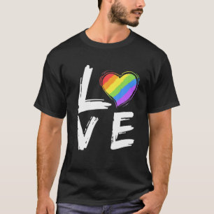Love Rainbow Heart LGBT Pride Gay Lesbian Gifts T-Shirt