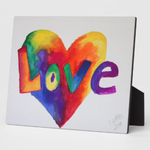 Love Rainbow Heart Painting Poem Plaque