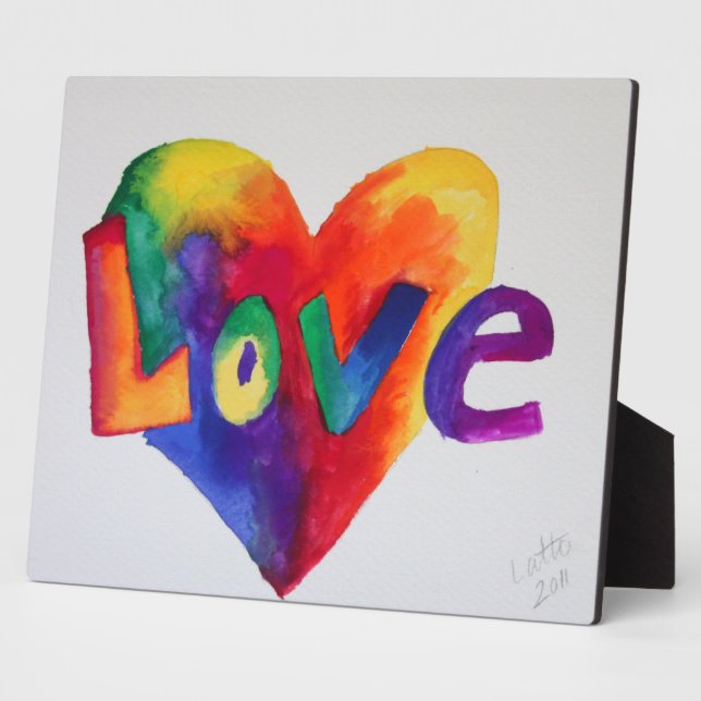Love Rainbow Heart Painting Poem Plaque (Side)