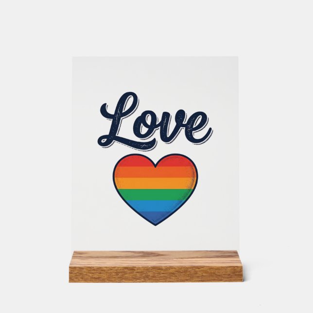 Love Rainbow Heart Pride Vector Shirt Design_1 Acrylic Sign (Front)