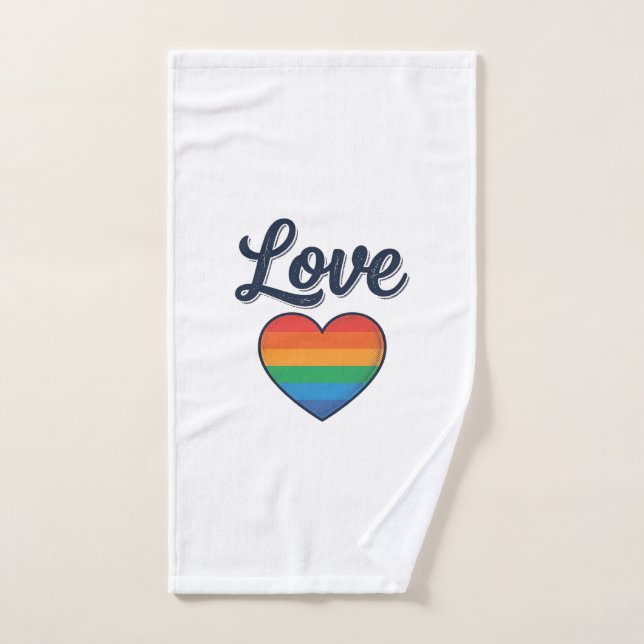 Love Rainbow Heart Pride Vector Shirt Design_1 Hand Towel (Hand Towel)
