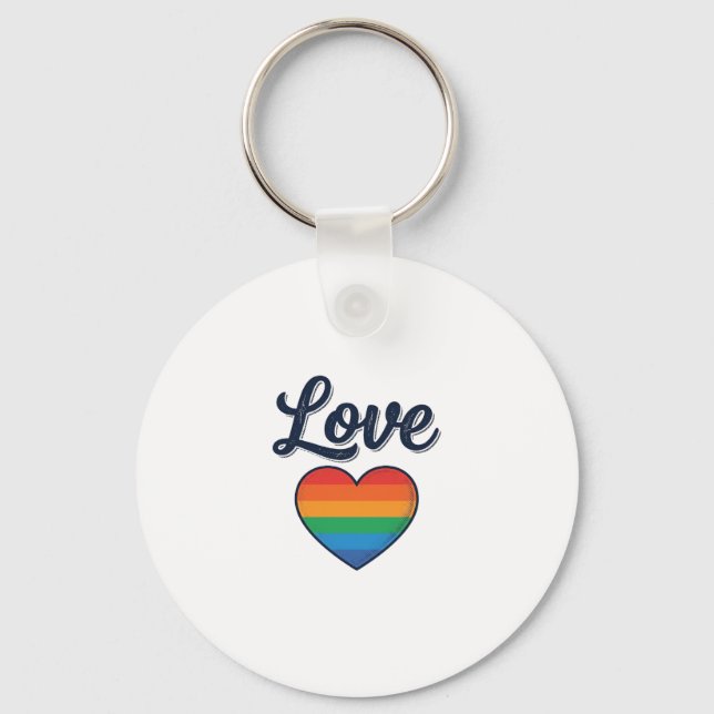 Love Rainbow Heart Pride Vector Shirt Design_1 Key Ring (Front)