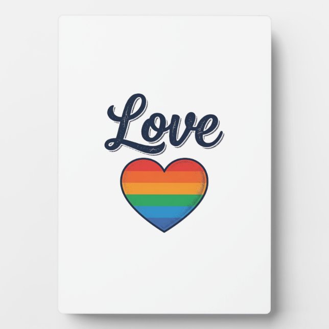 Love Rainbow Heart Pride Vector Shirt Design_1 Plaque (Front)