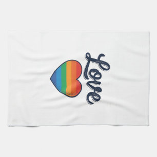 Love Rainbow Heart Pride Vector Shirt Design_1 Tea Towel
