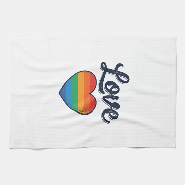 Love Rainbow Heart Pride Vector Shirt Design_1 Tea Towel (Horizontal)