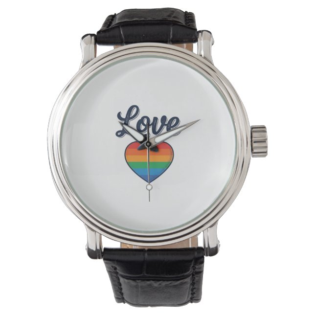 Love Rainbow Heart Pride Vector Shirt Design_1 Watch (Front)