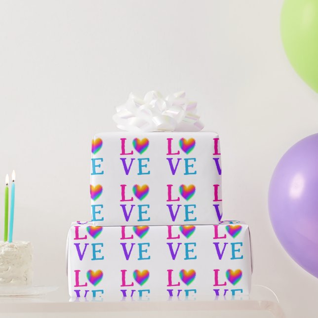 LOVE Rainbow Heart Wrapping Paper (Party Gifts)