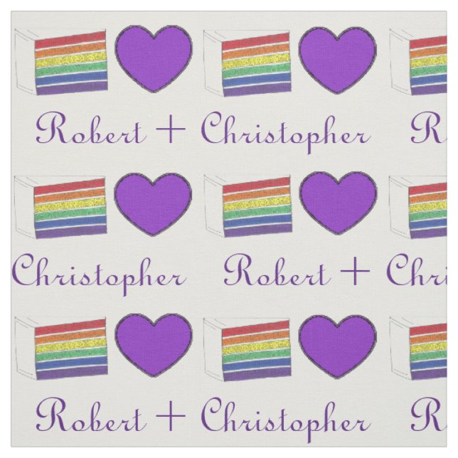 Love Rainbow Layer Wedding Cake Gay Pride LGBT Fabric (Swatch)