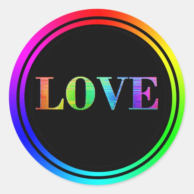 Love Rainbow LGBT Round Circles Classic Round Sticker (Front)