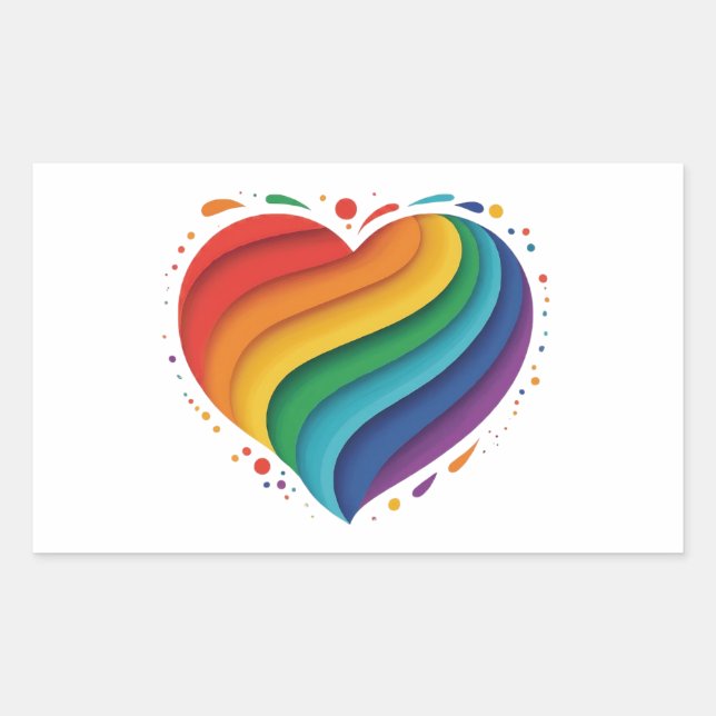 Love Rainbow Rectangular Sticker (Front)