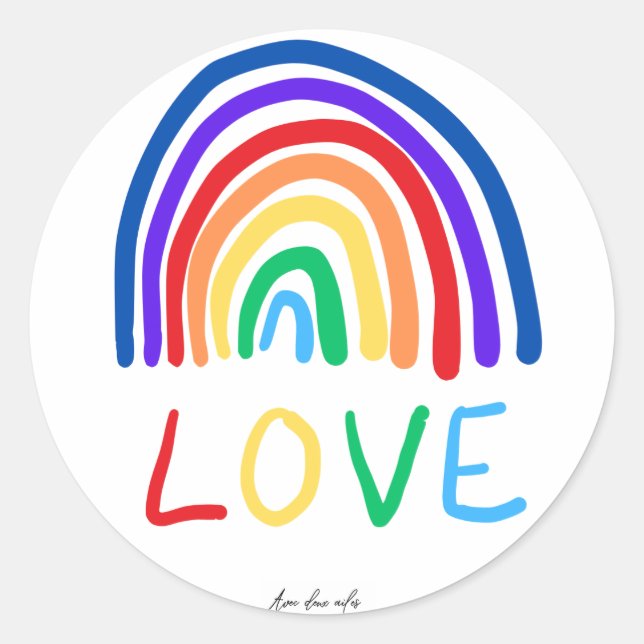 LOVE rainbow round Sticker (Front)