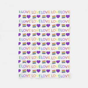 LOVE Rainbow Wedding Cake Purple Heart Gay Pride Fleece Blanket