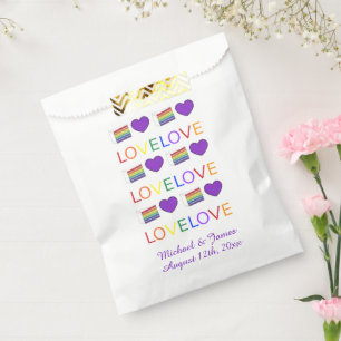 LOVE Rainbow Wedding Cake Purple Heart Pride Favour Bags