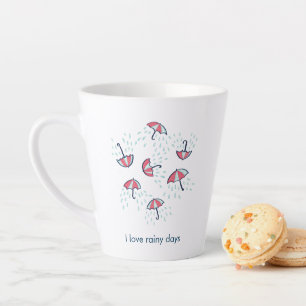 Love Rainy Days Fun Raining Cartoon Umbrella Latte Mug