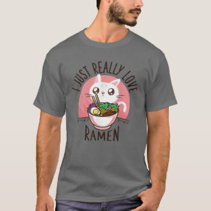 Love Ramen Japanese Noodles Kawaii Anime Cat T-Shirt