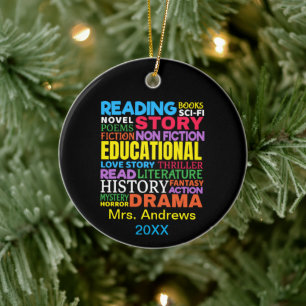 Love Reading Books - Genre Word Art Ceramic Tree Decoration
