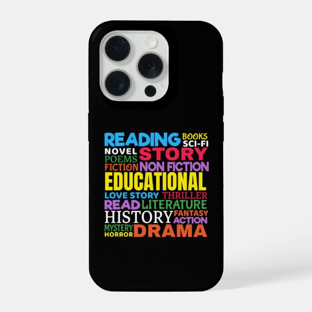 Love Reading Books - Genre Word Art iPhone Case (Back)