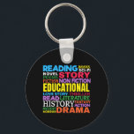 Love Reading Books - Genre Word Art Key Ring<br><div class="desc">Love to read! Colourful reading genre, literacy typography word art for people who love to read, librarians, English instructor, reading teacher appreciation or book clubs. > History, fantasy, mystery, poems, horror, drama, sci-fi, thrillers - popular genre for book lovers. > Personalise it! Add custom name, photo, or text.</div>
