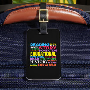 Love Reading Books - Genre Word Art Luggage Tag