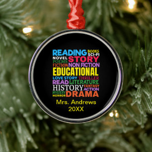Love Reading Books - Genre Word Art Metal Tree Decoration