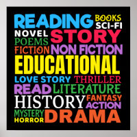 Love Reading Books - Genre Word Art