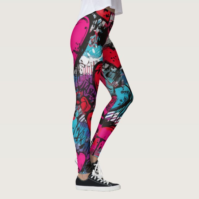 Love Rebels-Graffiti Hearts Leggings (Right)
