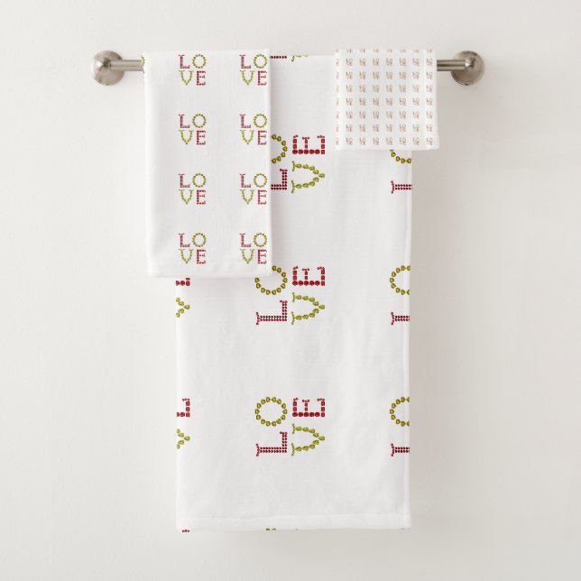 Love, Red and Yellow Bath Towel Set (Insitu)