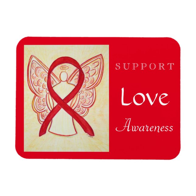 Love Red Awareness Ribbon Angel Custom Magnet (Horizontal)