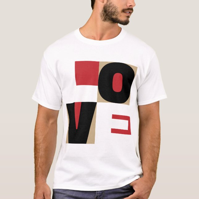 Love Red Black Gold Contemporary Letter Art Design T-Shirt (Front)