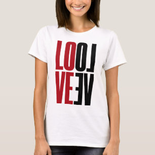 Love Red Black Vertical Mirror High Typography T-Shirt