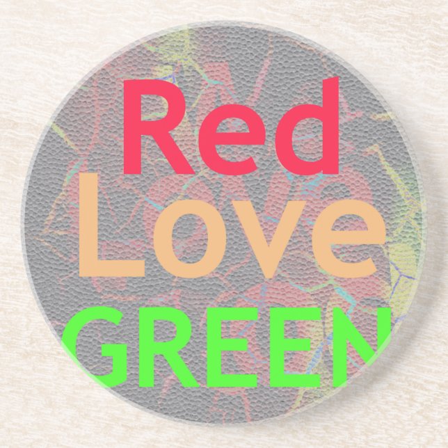 LOVE RED GOLDEN GREEN COASTER (Front)
