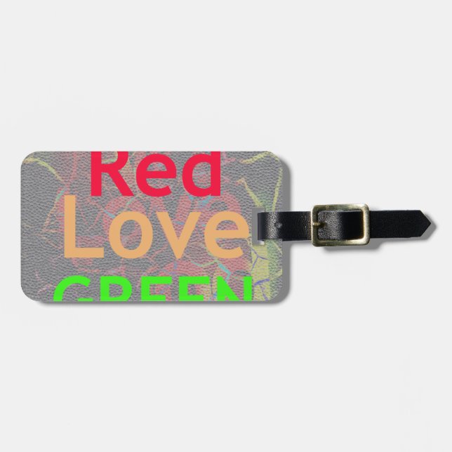 LOVE RED GOLDEN GREEN LUGGAGE TAG (Front Horizontal)