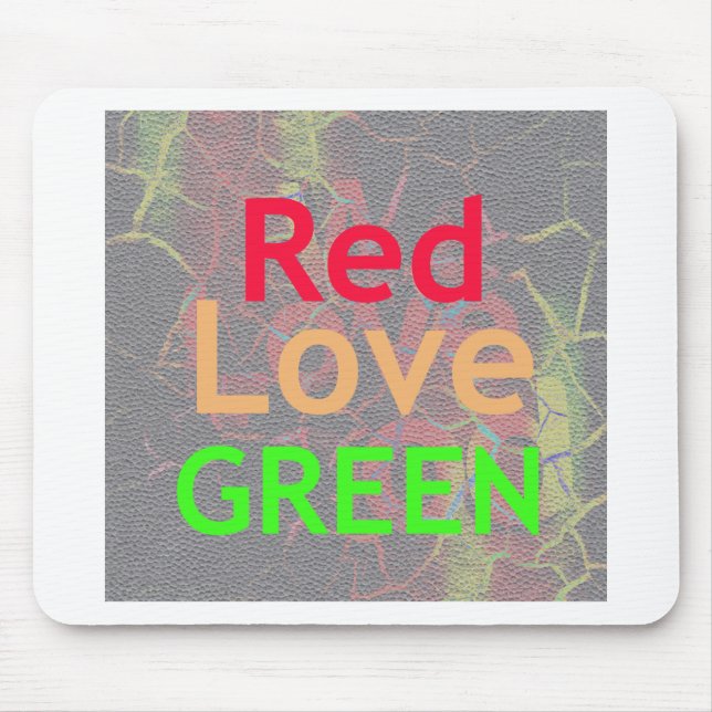 LOVE RED GOLDEN GREEN MOUSE PAD (Front)