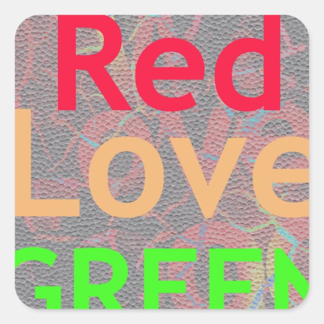 LOVE RED GOLDEN GREEN SQUARE STICKER (Front)