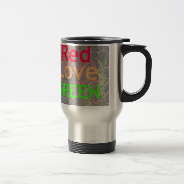 LOVE RED GOLDEN GREEN TRAVEL MUG (Right)