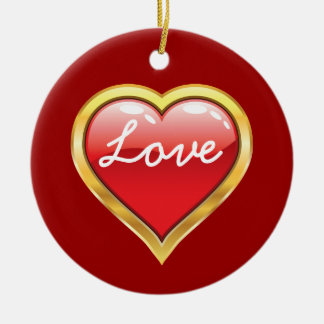 Love Red Golden Heart Valentine’s Day ornament