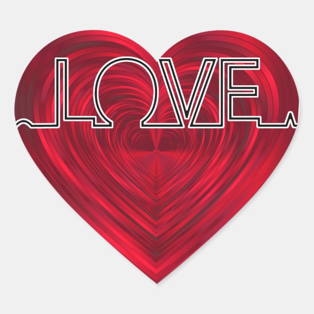Love, red heart beat, EKG wave vector v2 Heart Sticker (Front)