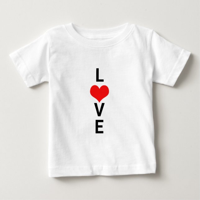 Love Red Heart Cute Valentine's Day White Custom Baby T-Shirt (Front)