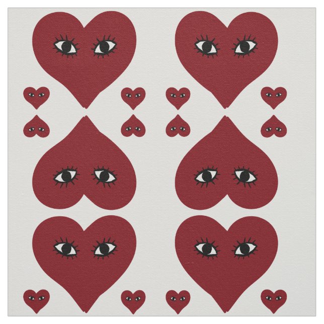 Love Red Heart Face Fabric (Swatch)
