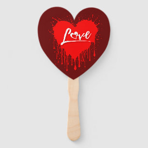 LOVE RED HEART MELTING VALENTINES DAY HAND FAN