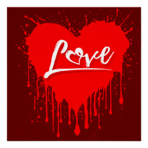 LOVE RED HEART MELTING VALENTINES DAY POSTER