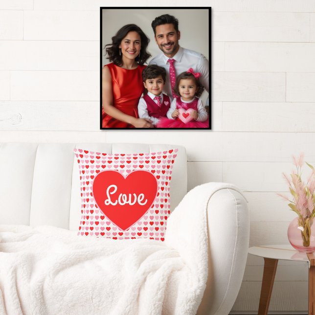 Love Red Heart Pink & Red Valentine Heart Pattern Cushion (Creator Uploaded)