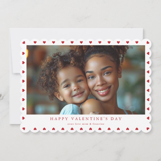 LOVE red hearts happy valentine's day photo Holiday Card (Front)